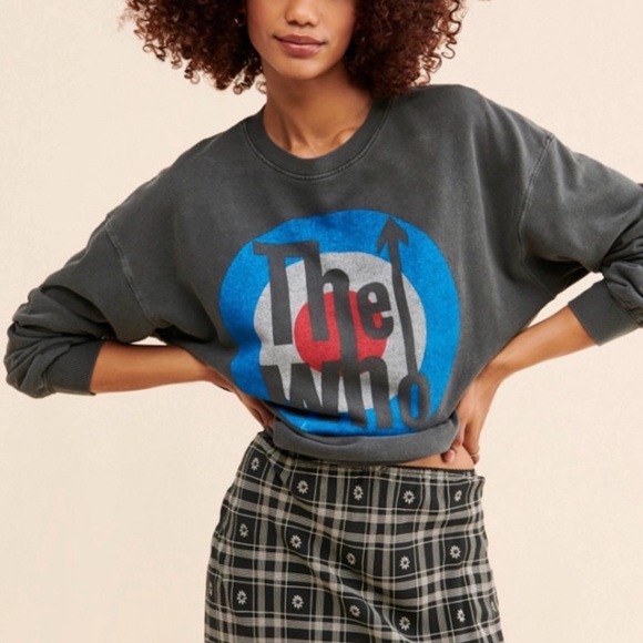 Daydreamer Tops - Daydreamer The Who Graphic Sweatshirt with Blue and Red Bullseye